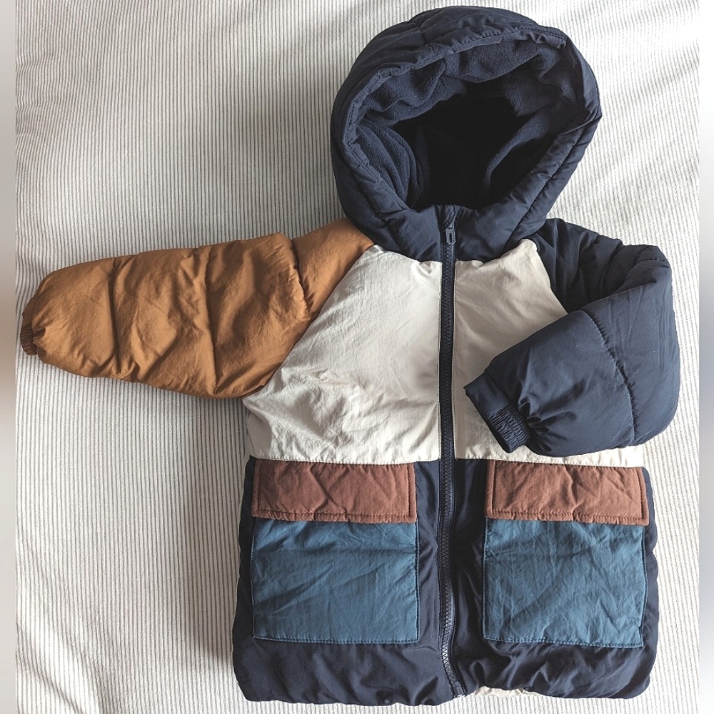 ZARA Color Block Puffer Coat